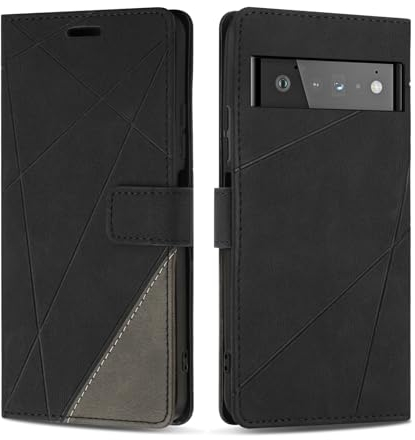 SONWO Etui Coque pour Google Pixel 6 Pro, Protection Housse en Cuir PU Portefeuille Livre pour Google Pixel 6 Pro, Emplacements Cartes, Fonction Support, Noir