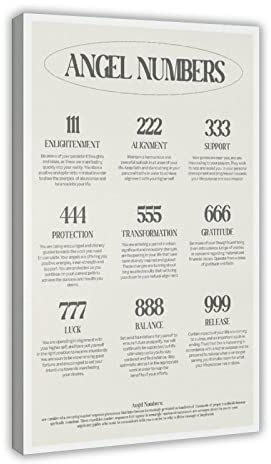 FABIVA Angel Number Collection 4 Leinwand-Poster, Schlafzimmer, Dekoration, Sport, Landschaft, Büro, Raumdekoration, Geschenkrahmen, 50 x 75 cm