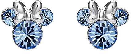 Disney Minnie Mouse Sterling Silver December Birthstone Earrings