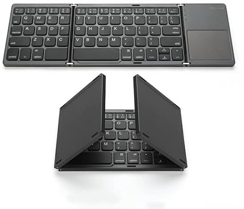 Multi Device Universal Wireless Bluetooth Keyboard Foldable Keyboard with Touch Pad for iOS Android Windows iPhone iPad Tablet MAC - Black
