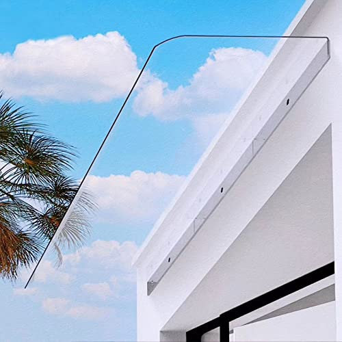KDDEON Auvent de Porte d'Entrée Invisible,Marquise de Porte Silencieux,Auvent de Fenêtre en Polycarbonat,Terrasse Toit Abri,Auvent Voûté pour Extérieure,Jardin,Balcon,Climatisation (50x120cm/20 x47)