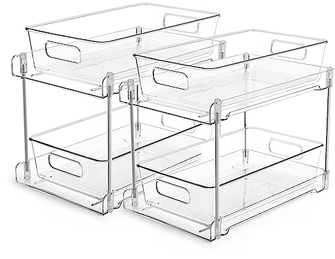 Vtopmart Multifunktionale Spülschrank Organizer, 2 Pack Küchenschrank Organizer, Doppelschicht Unterschrank Organizer für Spüle, Küche, Badezimmer, Schließfach