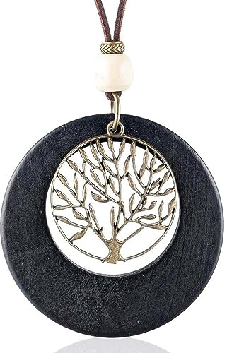 FUSHENGTER Halskette Damen Ketten Anhänger Frauen Geschenk Modetrendprodukte Lange Goth-Halskette Mit Baum des Lebens-Anhängers