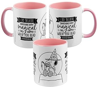 The Peanuts - Tazza Snoopy, in ceramica, 320 ml, colore: Rosa e Bianco