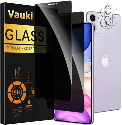 Vauki 2 Stück Sichtschutz Schutzfolie für iPhone 11 mit 2 Kamera Schutzglas,9H Härte Privacy Displayschutzfolie,Privatsphäre Anti-Spy Bläschenfrei Kratzfest Blickschutzfolie für iPhone 11 6.1