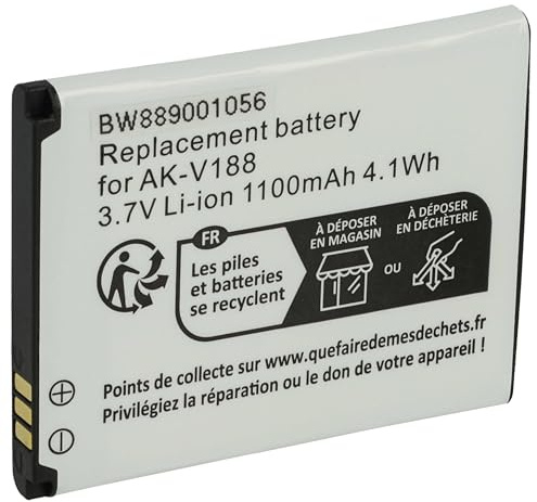 vhbw Akku Ersatz für Emporia AK-V188 | für Handy Smartphone Telefon (1100 mAh, 3,7 V, Li-Ion)