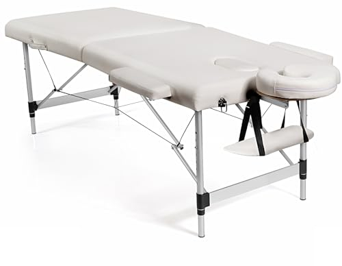 RELAX4LIFE Massageliege 2 Zonen Höhenverstellbar, Massagebett Klappbar, Massagetisch mit Tragetasche, Abnehmbarer Kopfstütze & Armlehnen, Kosmetikliege Massagebank 70cm Breit, bis 250 kg belastbar