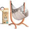 LA SIESTA®- Udine Bio-Baumwoll-Hängesessel mit Holzgestell - Handgefertigter, Reißfester, Weicher Indoor Hängesessel mit Gestell, FSC-zertifizierter Eukalyptus-Ständer, Balkon Garten Hängesessel-Zebra
