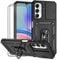 Dechyi Coque pour Samsung Galaxy A05s avec Verre TrempéLentille Coulissante Couverture Support d’Anneau Rotatif Armor Silicone Étui Antichoc Housse Bumper-Noir