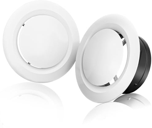 Hon&Guan 2pcs 4 Inch Adjustable Air Vent Covers 100mm Ceiling Vent Indoor Vent Covers for Walls Closeable Round Ventilation Cover for Caravans