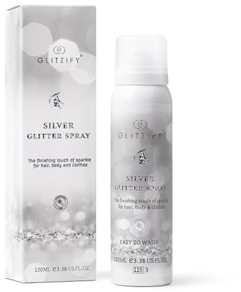 Glitzify Silver Body Glitter Spray for Hair & Clothes - Eco-Friendly Festival Shimmer, Quick-Dry Washable Fragrance-Free, 100ml Sustainable Shine