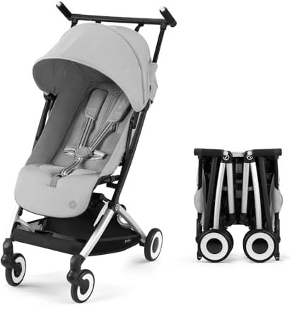 Cybex Libelle Lightweight Travel Stroller with Ultra Compact Folding, Soft Suspension and One Hand Adjustable Recliner, Ready to Go - Mist Gray