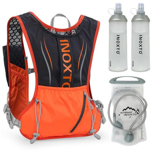 LIXADA Léger Sac à Dos Hydratation 5L, Gilet de Course à l'eau, avec 1 vessie d'eau de 1,5 l et 2 Bouteilles d'eau Douce de 450 ML Sac à Dos de Cyclisme imperméable et Respirant de Grande capacité