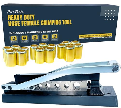Kit di riparazione per tubi dell'aria resistenti, tubi da 3/8 a 1/4, crimpatrice per tubi dell'aria con 15 puntali, kit di crimpatura per raccordi a ghiera, crimpatura per tubi flessibili con 5
