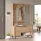 [en.casa] Kompaktgarderobe Vesanto Garderobenständer Kleiderständer Garderobenschrank mit Spiegel Garderobe 178 x 112 x 36 cm Garderobenregal mit Schuhschrank Flurgarderobe Kleiderregal Eiche