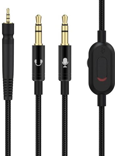 Toxaoii GSP 600 Audiokabel mit Stummschaltung und Lautstärkeregler, kompatibel mit Sennheiser Game ONE, Game Zero, PC 373D, GSP 350, GSP 500, GSP 600, GSP 670, G4ME One, G4ME Zero Gaming Headset, 1,8
