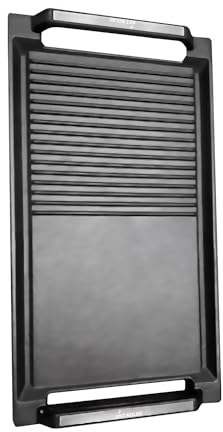 KKT KOLBE Grillplatte Grillpfanne Induktion Aluguss Aluminium Grillwendeplatte Schwarz Zubehör für Induktionskochfelder 20x36cm BBQ20