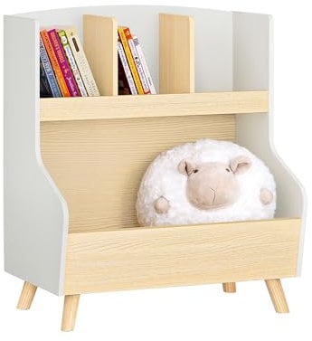 SoBuy Kinderregal Bücherregal Kinderzimmer Regal Aufbewahrungsregal für Kinder Kinderzimmer Möbel BHT ca. 60x68x37cm Grau-Natur KMB105-HG