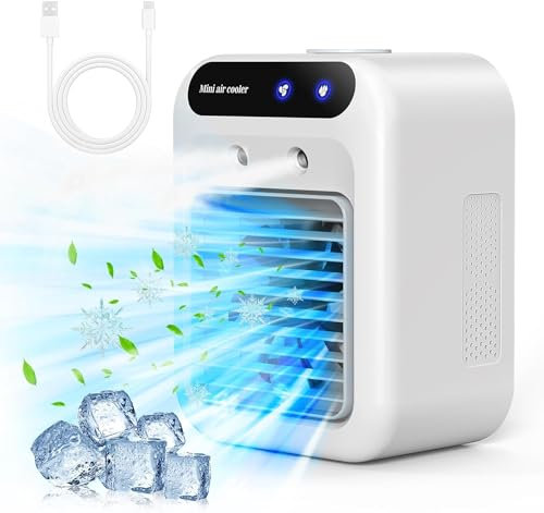 Nouveau Climatiseur Portable 2024 - Mobile Silencieux, Refroidisseur d'Air 500 ml, 2 Vitesses, 2 Modes de Brumisation - Mini Adapté à la Coucher, Bureau