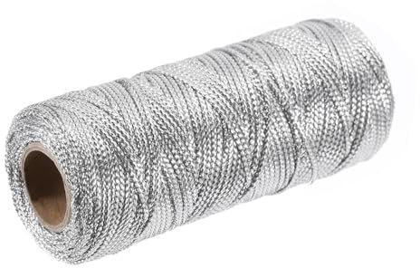 QUARKZMAN Baumwolle Seil Gedreht Geflochten Seil Kordel Silber 100m/109 Yard 1.5mm Durchmesser für Wand Behang Pflanzen Aufhänger Stricken Makramee Knoten