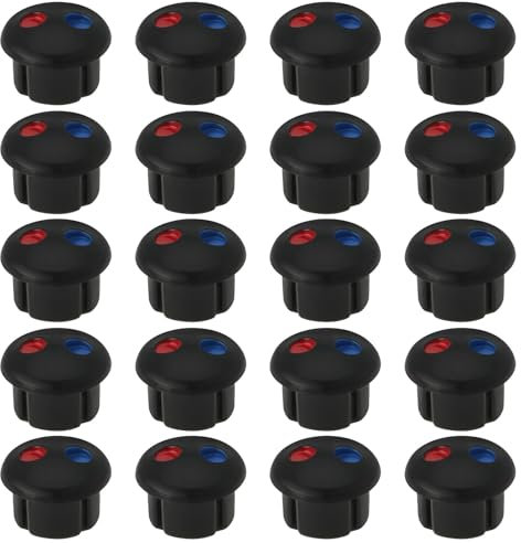 eMagTech 20 Stück Wasserhahn-Anzeiger, Griff für heißes und kaltes Wasser, rote und blaue Etiketten, Küche, Badezimmer, Waschbecken, Armaturen, Abdeckschilder, geeignet für 6,7 mm Wasserhahn-Löcher
