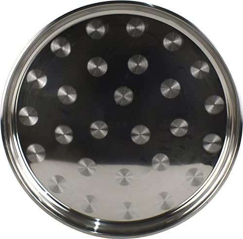 LAVV HOUSEWARES LTD Circle Patterns Stainless Steel Round Serving Tray Platter Plate (60cm)