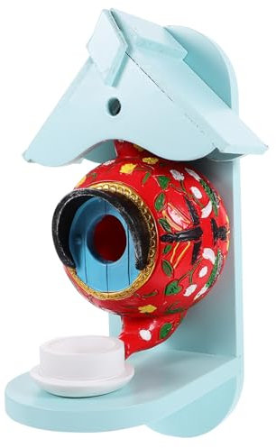 ANDRESLAD Sturdy Material Nesting Box Easy to Hang Garden Decor Birdhouses for Outdoor Red Teapot Bird Feeder