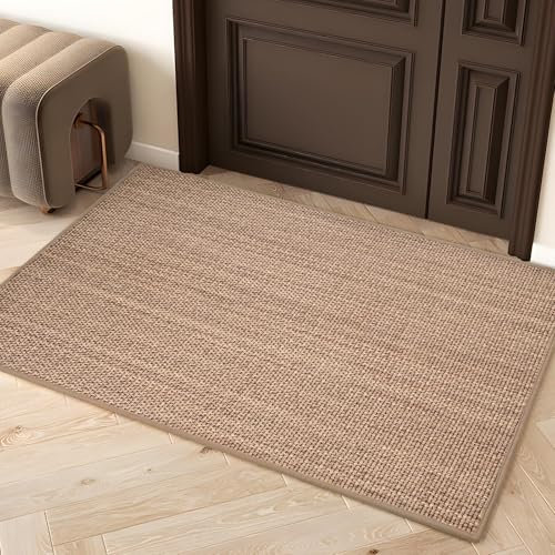Alfombra de Cocina Lavable 60 x 90 cm Alfombra Cocina Lavable, Alfombra de Salón Alfombra de Yute Alfombra Tejida de Goma Antideslizante y Resistente al Desgaste (Beige)