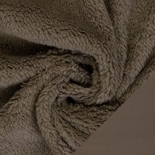 Plüsch TAMME | Doubleface | 50x147cm | für Bekleidnung wie Jacken, Hoodies uvm. | Meterware (schlamm)