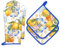 Arquiel Summer Lemon Oven Mitts and Pot Holders -100% Cotton, Heat Resistant Extra Long Oven Gloves & Hot Pads for Cooking BBQ Grilling Baking Gift, Set of 4