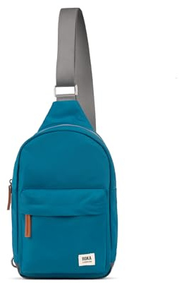ROKA London Willesden Sling Bag – Lightweight Recycled Nylon Crossbody Bag for Women & Men, Water-Resistant Everyday Shoulder Bag with Secure Zip Pockets & Adjustable Strap (Sapphire, Small)