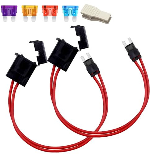 Gebildet 2 Stück 12–24 V 16 AWG Spezial-Sicherungshalter für Autos, Kleiner Sicherungshalter mit Flachsteckhülse für Sicherungskastenplatten mit 4 Flachstecksicherungen (3/5/10/15 Ampere)