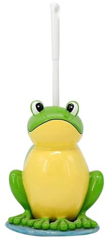 Toilet Brush and Holder Set, Cute Frog Shape Toilet Brush Set with Base Creative Animal Resin Cleaning Tool, Standing Cleaner for Bathroom Utensils