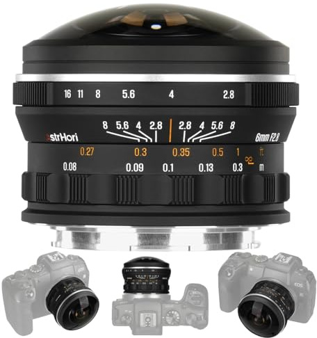 AstrHori 6mm F2.8 Vollformat-Zirkular-Fischaugenobjektiv, Ultraweitwinkel 220°, Kreativobjektiv mit manuellem Fokus für EOS RF-Kameras, EOS R RP R5 R5C R6 R6 Mark II R3 R8,etc.