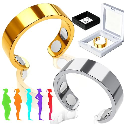 Rliocvhe 2 Stück Sömni Ring Damen Wechseljahre, Wechseljahre Magnetringe Damen, Magnet Ring, Vital Magnetschmuck, Migräne Entspannung, Schlafhilfe Müdigkeitsreduktion