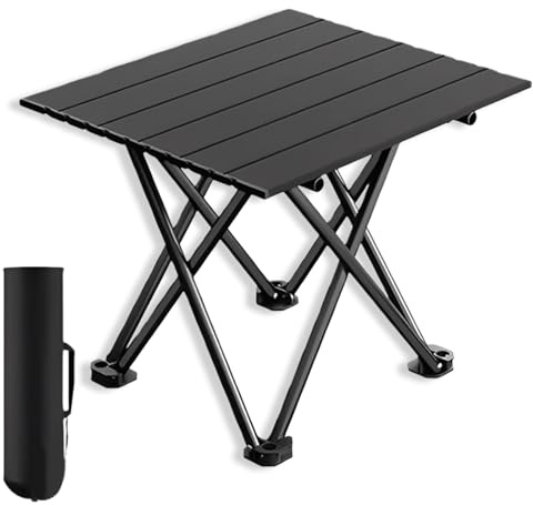 GOMETY Campingtisch Klappbar, Tragbar Klapptisch, Klapptisch Kleiner Reisetisch Camping Beistelltisch mit Tragetasche, Outdoor Strandtisch, Aluminium Camping Tisch für Picknick Grillen Wandern Angeln
