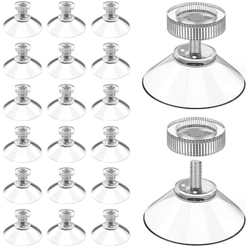 DizemoiQ 20 Stück Saugnäpfe Ø30mm mit Gewinde M5x7mm Transparente Rändelmuttern Saugnäpfe mit Haken für Fenster kleine Gegenstände starke Haftkraft