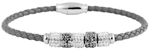 Akzent Armband Damen - Premium Armband Damen in Grau aus Leder, 100% Wasserfest & Hautverträglich