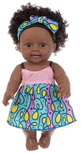 Grtheenumb Muñeca bebé Realista | Muñecas Negras de Vinilo de 12 Pulgadas, muñeca Realista Suave y Segura, rizos africanos renacidos para niños y niñas, Estilo 1