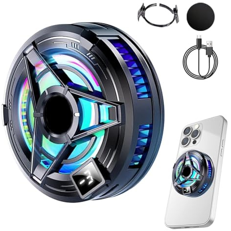 Magnetic Phone Cooler – Tablet Cooling with LED Display – Cooling Fan for Mobile Phone | for Women Men Streamer Creator Tech Lovers Home Office Travel