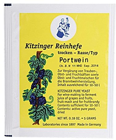 AlcoFermBrew PORTWEINHEFE Kitzinger 50L Aktive Trockenweinhefe für Portwein, Weinherstellungshefe, Methefe, Nährhefe, Hefe für hohen Alkoholgehalt, Hefe für Trauben und Früchte
