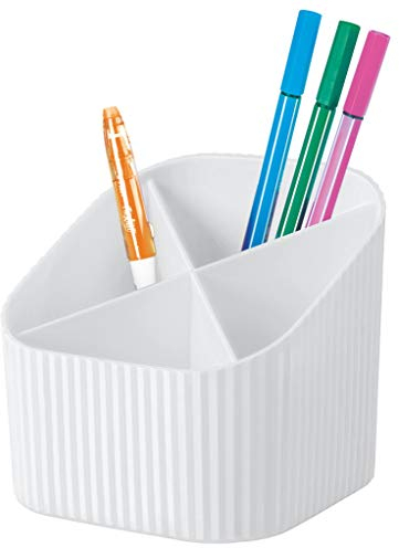 HAN Schreibtischköcher X-LOOP – modernes, junges Design für alle Schreibtischutensilien mit 4 Fächern, weiß, 17230-12