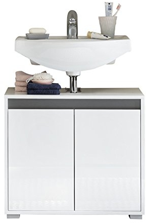 trendteam smart living - Waschbeckenunterschrank Unterschrank - Badezimmer - Sol - Aufbaumaß (BxHxT) 67 x 60 x 36 cm - Farbe Weiß Hochglanz - 163530103