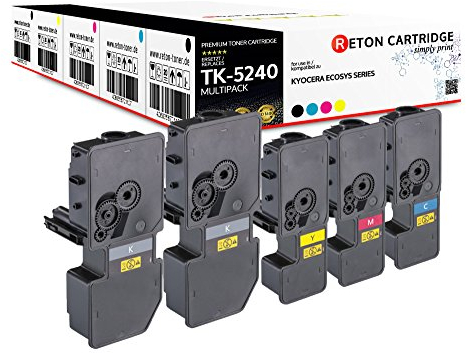 5 Original Reton Toner | 50% höhere Druckleistung | kompatibel für Kyocera TK-5240 für Kyocera ECOSYS M5526cdn, M5526cdw, P5026cdn, P5026cdw
