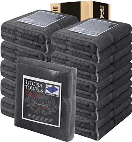 Utopia Towels Bath Mats,Foot Towels, 53 x 86 CM, Pack of 28, Grey | Not a Bathroom Rug, 100% Ring Spun Cotton, Highly Absorbent, Machine Washable, Shower Bathroom Foot Towel