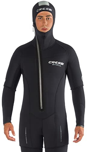 Cressi Shell Jacket Multi Thickness Man - Jacke / Shorty Modularer Reißverschluss und Kapuze zum Tauchen in Neopren 5mm Schwarz