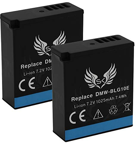 2x SK Battery Replacement for Panasonic DMW-BLG10 / DMW-BLG10E | 1025 mAh | for Panasonic Lumix DMC-GF6 GX7 GX80 DMW BLG10 BLG10E BLE9 DMW-BLE9E CS-BLG10MC