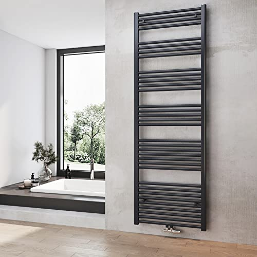 Heilmetz Badheizkörper Anthrazit Handtuchtrockner Heizung 1800 x 600 mm Bad Heizkörper Handtuchheizkörper Mittelanschluss Handtuchwärmer