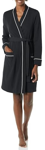 Amazon Essentials Women's Lightweight Waffle Mid-Length Robe (Available in Plus Size), Black, XXL