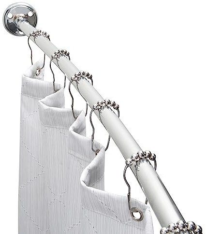 Bath Bliss Curved Shower Rod | Adjustable 44-78 Inch | Bathroom Shower Curtain and Liner Rod | 33% More Space | Wall Mounted | Easy Installation | Aluminum